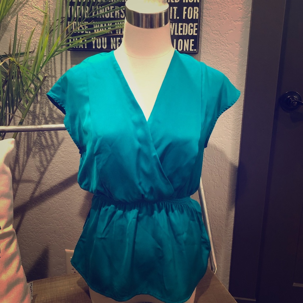 Teal V Neck Blouse